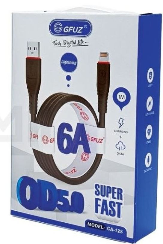 کابل آیفون GFUZ مدل CA-125 سیلیکونی، ۶ آمپر، شارژ فوق سریع و ایمن