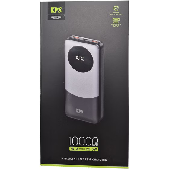 پاور بانک 10000 میلی آمپر KPS مدلKPG-102 با دو خروجی USBو Type-c و micro usb و شارژ سریع