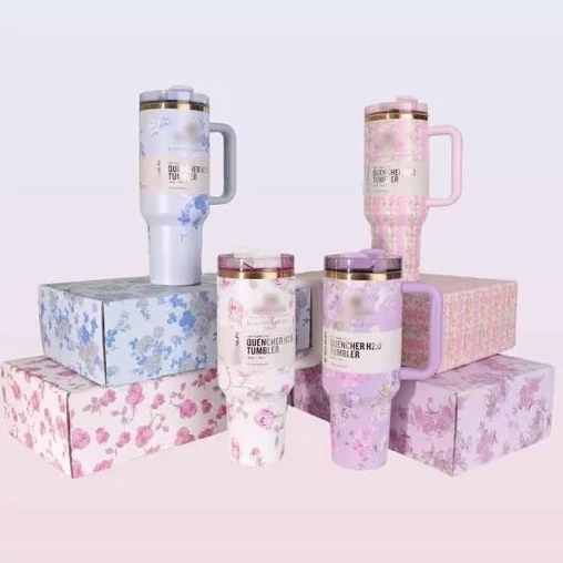 ماگ استنلی گلدار Quencher H2.O Tumbler دسته دار 1.18 لیتر اصل
