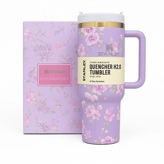 ماگ استنلی گلدار Quencher H2.O Tumbler دسته دار 1.18 لیتر اصل